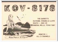 KOV-8178 Garrett Mineral Wells Texas 1960s Vintage Postcard CB QSL 1