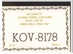 KOV-8178 Garrett Mineral Wells Texas 1960s Vintage Postcard CB QSL 2