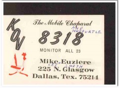 KOV-8318 Mike Euziere Dallas Texas 1960s Vintage Postcard CB QSL Card