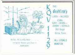 KQV-1129 Larry Griffith Dallas Texas 1960s Vintage Postcard CB QSL KQV-1129 Larry Griffith Dallas Texas 1960s Vintage Postcard CB QSL