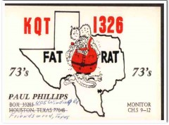 KQT-1326 Paul Phillips Friendswood Texas 1960s Vintage Postcard CB QSL
