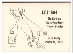 KQT-1604 Frank Gerking Pasadena Texas 1960s Vintage Postcard CB QSL