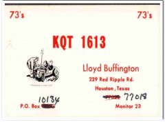 KQT-1613 Lloyd Buffington Houston Texas 1960s Vintage Postcard CB QSL