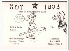 KQT-1894 Bill Knipe Houston Texas 1960s Vintage Postcard CB QSL Card 1
