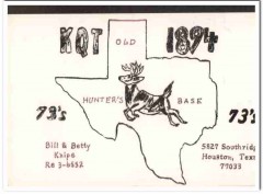KQT-1894 Bill Knipe Houston Texas 1960s Vintage Postcard CB QSL Card 2