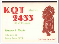 KQT-2433 Winston Martin Austin Texas 1960s Vintage Postcard CB QSL