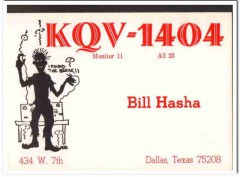 KQV-1404 Bill Hasha Dallas Texas 1960s Vintage Postcard CB QSL Card KQV-1404 Bill Hasha Dallas Texas 1960s Vintage Postcard CB QSL Card