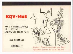 KQV-1468 David Arnold Arlington Texas 1960s Vintage Postcard CB QSL KQV-1468 David Arnold Arlington Texas 1960s Vintage Postcard CB QSL