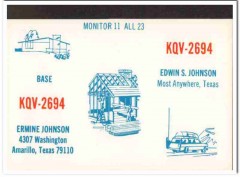 KQV-2694 Edwin Johnson Amarillo Texas 1960s Vintage Postcard CB QSL KQV-2694 Edwin Johnson Amarillo Texas 1960s Vintage Postcard CB QSL