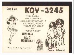 KQV-3245 Bob Carr Amarillo Texas 1960s Vintage Postcard CB QSL Card KQV-3245 Bob Carr Amarillo Texas 1960s Vintage Postcard CB QSL Card