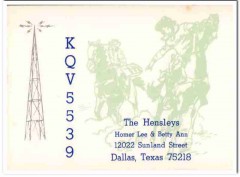 KQV-5539 Homer Hensley Dallas Texas 1960s Vintage Postcard CB QSL Card KQV-5539 Homer Hensley Dallas Texas 1960s Vintage Postcard CB QSL Card