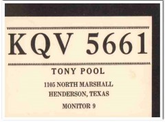 KQV-5661 Tony Pool Hendersonville Texas 1960s Vintage Postcard CB QSL KQV-5661 Tony Pool Hendersonville Texas 1960s Vintage Postcard CB QSL