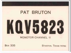 KQV-5823 Pat Bruton Stanton Texas 1960s Vintage Postcard CB QSL Card KQV-5823 Pat Bruton Stanton Texas 1960s Vintage Postcard CB QSL Card