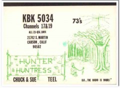 KBK-5034 Chuck Teel Carson CA 1960s Vintage Postcard CB QSL Card