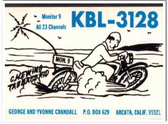 KBL-3128 George Crandall Arcata CA 1960s Vintage Postcard CB QSL 1