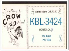 KBL-3424 Raines Santa Barbara CA 1960s Vintage Postcard CB QSL Card
