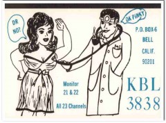 KBL-3838 Dr No Pinky Bell CA 1960s Vintage Postcard CB QSL Card