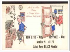 KBM-0792 Andy Potter Salinas CA 1960s Vintage Postcard CB QSL Card
