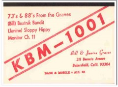 KBM-1001 Bill Graves Bakersfield CA 1960s Vintage Postcard CB QSL Card KBM-1001 Bill Graves Bakersfield CA 1960s Vintage Postcard CB QSL Card