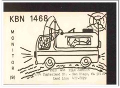 KBN-1468 Fred Jackson San Diego CA 1960s Vintage Postcard CB QSL KBN-1468 Fred Jackson San Diego CA 1960s Vintage Postcard CB QSL
