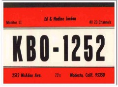 KBO-1252 Ed Jordan Modesto CA 1960s Vintage Postcard CB QSL Card KBO-1252 Ed Jordan Modesto CA 1960s Vintage Postcard CB QSL Card