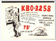 KBO-3258 Chuck Johnson Marina CA 1960s Vintage Postcard CB QSL Card KBO-3258 Chuck Johnson Marina CA 1960s Vintage Postcard CB QSL Card