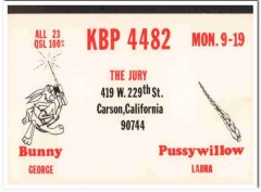 KBP-4482 George Jury Carson CA 1960s Vintage Postcard CB QSL Card KBP-4482 George Jury Carson CA 1960s Vintage Postcard CB QSL Card