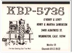 KBP-5736 Henry Sanderson Wilmington Cal 1960s Vintage Postcard CB QSL KBP-5736 Henry Sanderson Wilmington Cal 1960s Vintage Postcard CB QSL