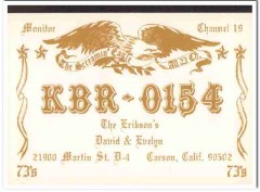 KBR-0154 David Erikson Carson CA 1960s Vintage Postcard CB QSL Card KBR-0154 David Erikson Carson CA 1960s Vintage Postcard CB QSL Card