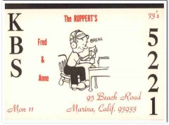 KBS-5221 Fred Ruppert Marina CA 1960s Vintage Postcard CB QSL Card KBS-5221 Fred Ruppert Marina CA 1960s Vintage Postcard CB QSL Card