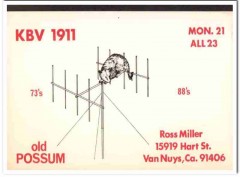 KBV-1911 Ross Miller Van Nuys CA 1960s Vintage Postcard CB QSL Card KBV-1911 Ross Miller Van Nuys CA 1960s Vintage Postcard CB QSL Card