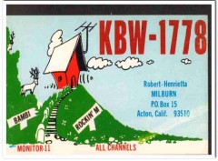 KBW-1778 Robert Milburn Acton CA 1960s Vintage Postcard CB QSL Card KBW-1778 Robert Milburn Acton CA 1960s Vintage Postcard CB QSL Card