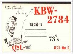 KBW-2784 Bob Smotts California 1960s Vintage Postcard CB QSL Card KBW-2784 Bob Smotts California 1960s Vintage Postcard CB QSL Card