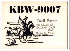 KBW-9007 Ewell Porter Oakland CA 1960s Vintage Postcard CB QSL Card KBW-9007 Ewell Porter Oakland CA 1960s Vintage Postcard CB QSL Card