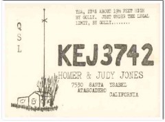 KEJ-3742 Homer Jones Atascadero CA 1960s Vintage Postcard CB QSL KEJ-3742 Homer Jones Atascadero CA 1960s Vintage Postcard CB QSL