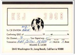 KEJ-3998 Roland Lucier Long Beach CA 1960s Vintage Postcard CB QSL KEJ-3998 Roland Lucier Long Beach CA 1960s Vintage Postcard CB QSL