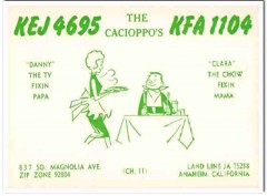 KEJ-4695 Danny Cacioppo Anaheim CA 1960s Vintage Postcard CB QSL KEJ-4695 Danny Cacioppo Anaheim CA 1960s Vintage Postcard CB QSL