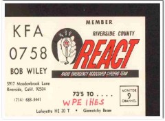KFA-0758 Bob Wiley Riverside CA 1960s Vintage Postcard CB QSL Card KFA-0758 Bob Wiley Riverside CA 1960s Vintage Postcard CB QSL Card