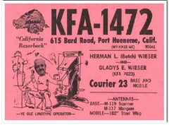 KFA-1472 Herman Wieser Port Hueneme CA 1960s Vintage Postcard CB QSL 3 KFA-1472 Herman Wieser Port Hueneme CA 1960s Vintage Postcard CB QSL 3