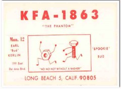 KFA-1863 Earl Kerlin Long Beach CA 1960s Vintage Postcard CB QSL KFA-1863 Earl Kerlin Long Beach CA 1960s Vintage Postcard CB QSL