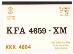 KFA-4659 Walt Wise Anaheim CA 1960s Vintage Postcard CB QSL Card KFA-4659 Walt Wise Anaheim CA 1960s Vintage Postcard CB QSL Card