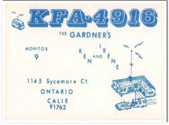 KFA-4916 Ken Gardner Ontario CA 1960s Vintage Postcard CB QSL Card KFA-4916 Ken Gardner Ontario CA 1960s Vintage Postcard CB QSL Card