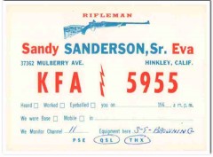 KFA-5955 Sandy Sanderson Hinkley CA 1960s Vintage Postcard CB QSL KFA-5955 Sandy Sanderson Hinkley CA 1960s Vintage Postcard CB QSL
