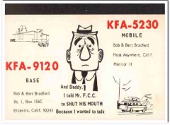 KFA-9120 Bob Bradford Elcentro CA 1960s Vintage Postcard CB QSL KFA-9120 Bob Bradford Elcentro CA 1960s Vintage Postcard CB QSL