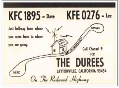 KFC-1895 Dave Duree Laytonville CA 1960s Vintage Postcard CB QSL KFC-1895 Dave Duree Laytonville CA 1960s Vintage Postcard CB QSL