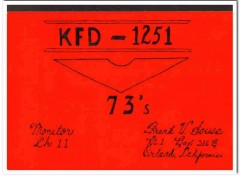 KFD-1251 Frank Sousa Orland CA 1960s Vintage Postcard CB QSL Card 2 KFD-1251 Frank Sousa Orland CA 1960s Vintage Postcard CB QSL Card 2