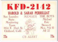 KFD-2142 Harold Perrilliat Oakland CA 1960s Vintage Postcard CB QSL KFD-2142 Harold Perrilliat Oakland CA 1960s Vintage Postcard CB QSL