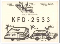 KFD-2533 Russ Long Fresno CA 1960s Vintage Postcard CB QSL Card 1 KFD-2533 Russ Long Fresno CA 1960s Vintage Postcard CB QSL Card 1