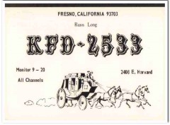 KFD-2533 Russ Long Fresno CA 1960s Vintage Postcard CB QSL Card 2 KFD-2533 Russ Long Fresno CA 1960s Vintage Postcard CB QSL Card 2