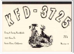 KFD-3725 Larry Burchfield Santa Clara CA 1960s Vintage Postcard CB QSL KFD-3725 Larry Burchfield Santa Clara CA 1960s Vintage Postcard CB QSL